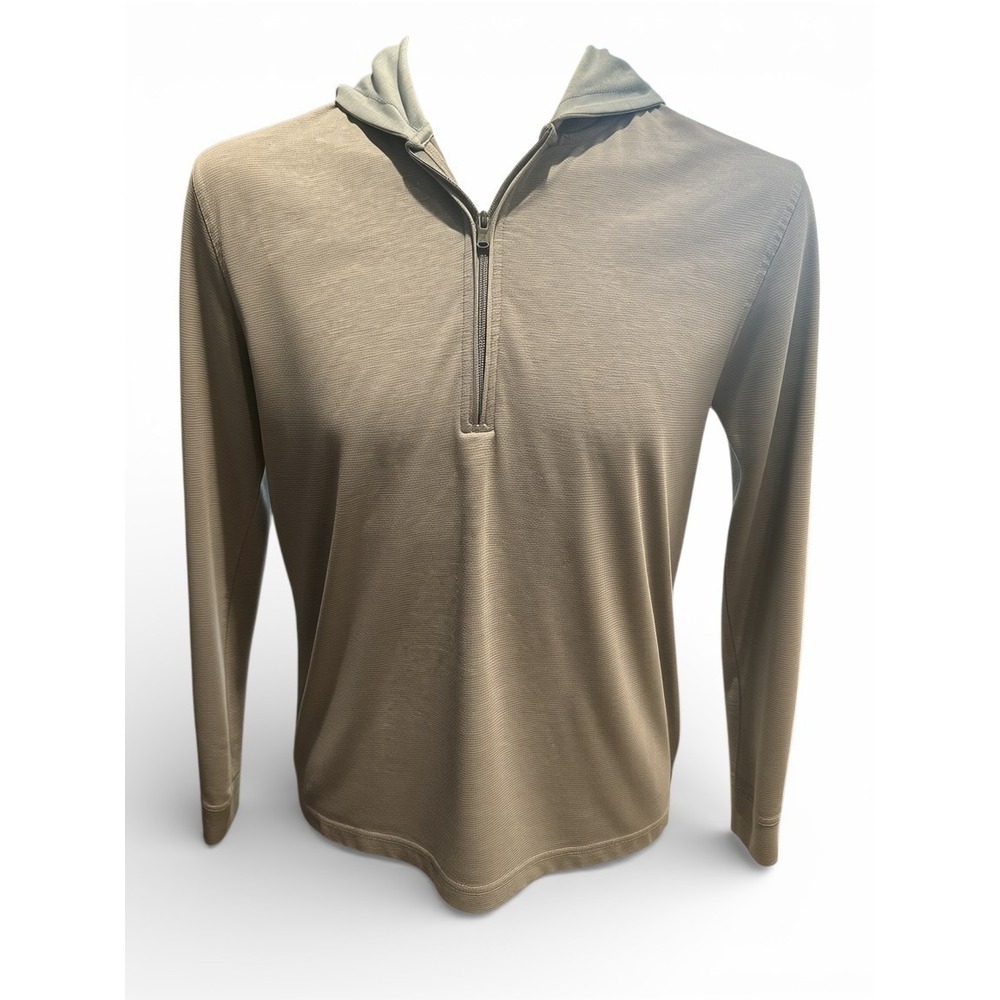 johnnie-O Finney Golf Hoodie Quarter Zip Pullover Gray Performance M Corp Logo‎